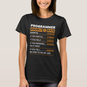 T-shirt Taux horaire du programmeur Taux de travail Sarcas