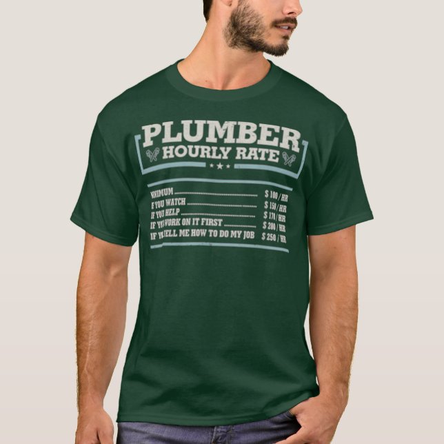 T-shirt Taux horaire Funny Plumber (Devant)