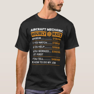 T-shirt Taux Horaire Mécanicien Aéronautique Tarifs de Mai