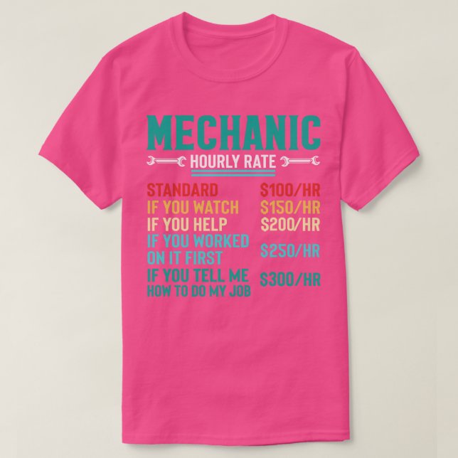 T-shirt Taux horaire mécanique (Design devant)