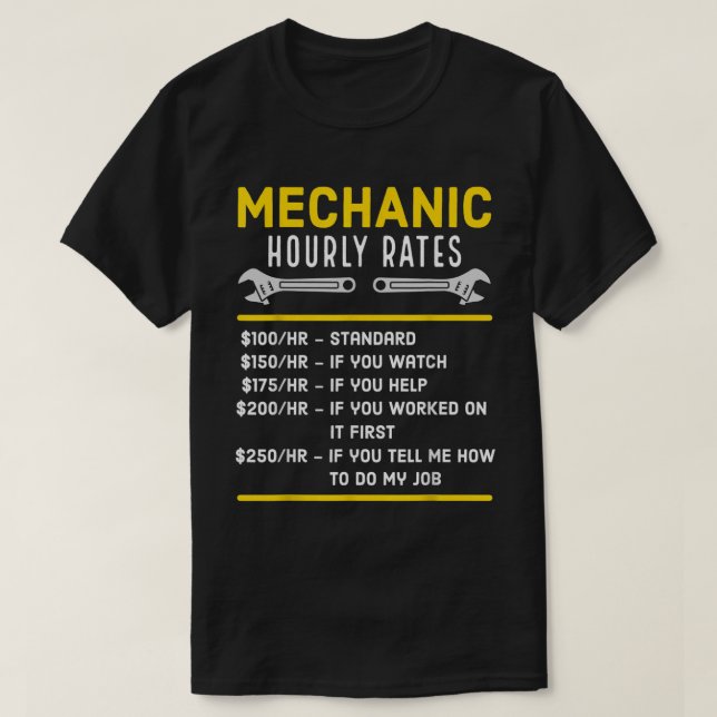 T-shirt Taux horaire mécanique amusant (Design devant)