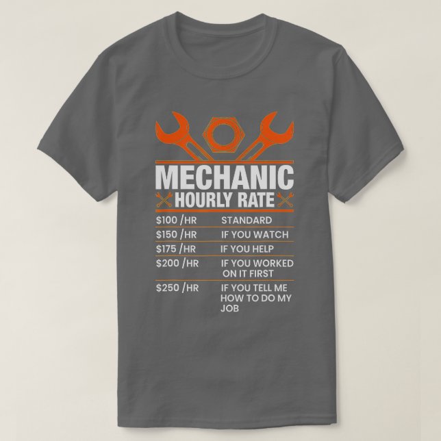 T-shirt Taux horaire mécanique amusant Taux horaire Cadeau (Design devant)