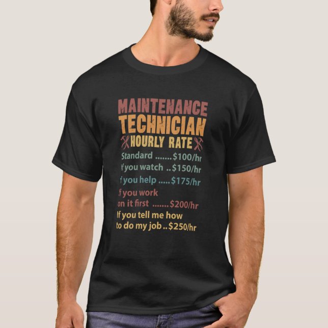 T-shirt Taux horaire technicien de maintenance Technicien  (Devant)