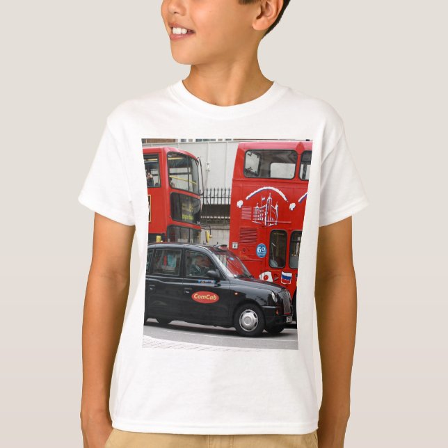 T-shirt Taxi noir de Londres (Devant)