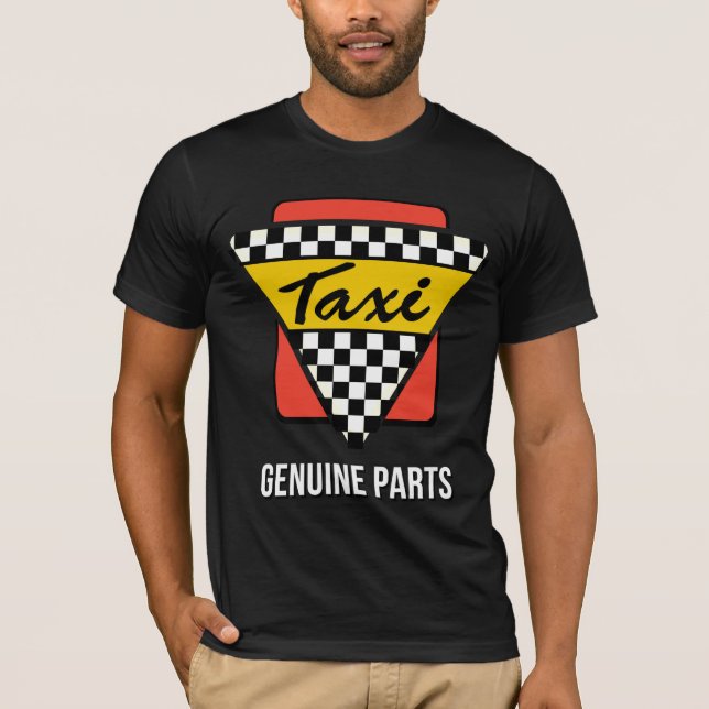 T-shirt Taxi - pièces véritables (polychromes sur le noir) (Devant)