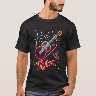 T-shirt Taylor Nom Groovy J'aime Taylor Fille d'anniversai