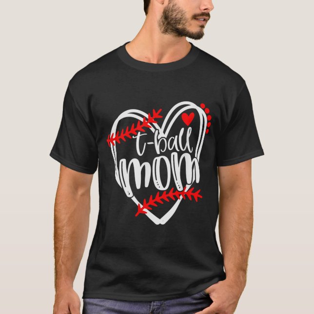 T-shirt Tball MOM T-ball Filles T-ball Coeur (Devant)