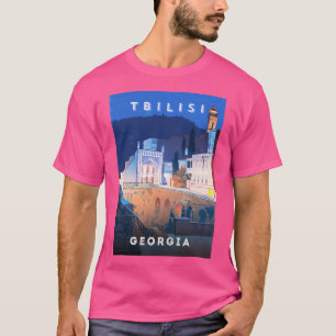 T-shirt Tbilisi Géorgie - Poster minimaliste de voyage rét
