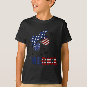 T-shirt Tbull 4 juillet Merica Drapeau Américain Lunettes