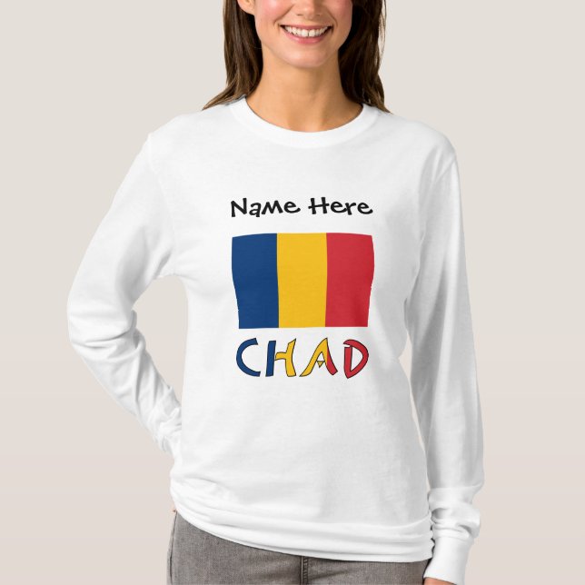 T-shirt Tchad et Drapeau Tchadien Personnalisés  (Devant)