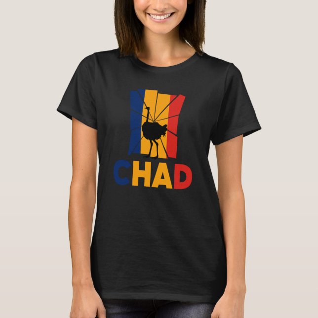 T-shirt Tchad Tchadien Drapeau Tchad Silhouette Autruche A (Devant)