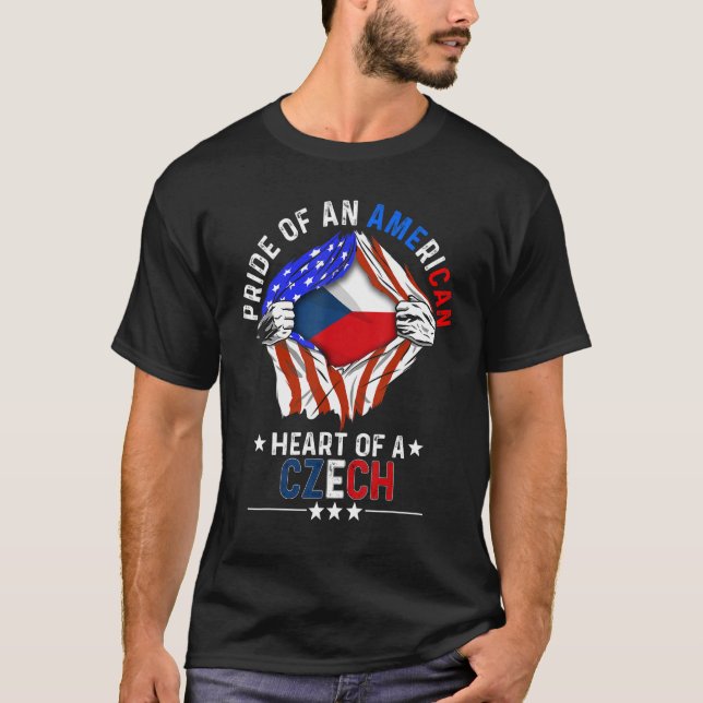T-shirt Tchèque Amérique Pride Pays Étranger Tchèque (Devant)