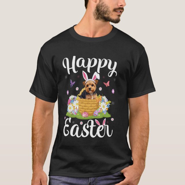 T-shirt Tchiens de Terrier du Yorkshire Joyeuses Pâques Ch (Devant)