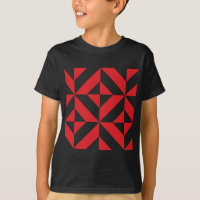 Tchry Red Geometric Deco Cube Pattern