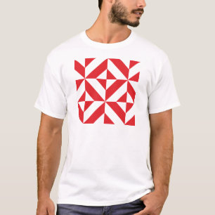 T-shirt Tchry Red Geometric Deco Cube Pattern