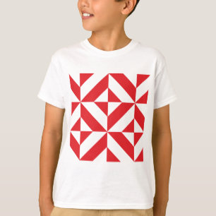 T-shirt Tchry Red Geometric Deco Cube Pattern