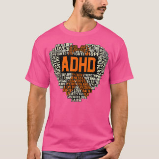 T-shirt TDAH Cardiaque Orange Ruban - Carte de sensibilisa
