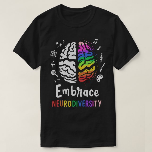 T-shirt TDAH spectre d'autisme Embrasser la neurodiversité (Design devant)