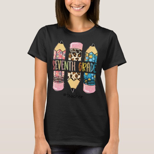 T-shirt Tea de 7e année Leopard Pencil de 7e année (Devant)