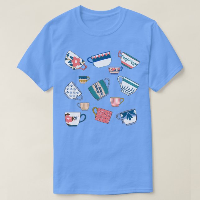 T-shirt Tea Lover Retro Cups Vintages Motif (Design devant)