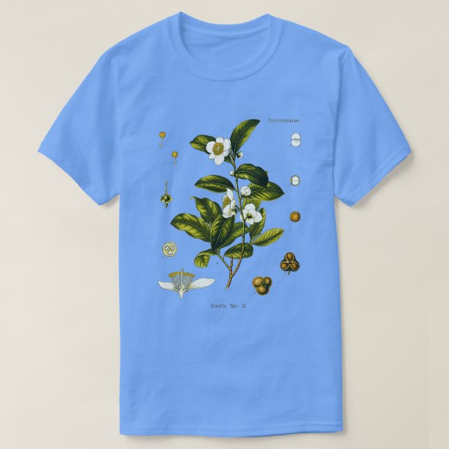 T-shirt Tea plante dessin biologique Camellia Sinensis (Design devant)