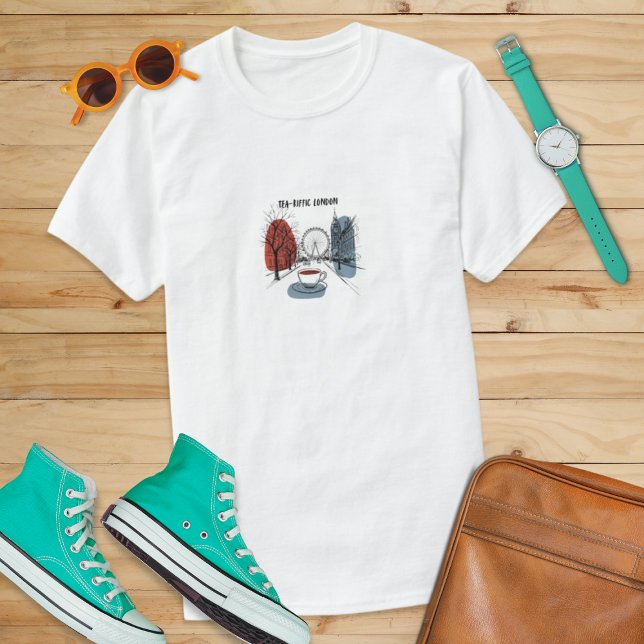 T-shirt Tea-Riffic Londres Retro UK Landmark Travel Graphi (Créateur téléchargé)
