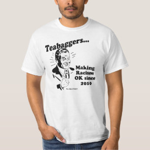 T-shirt Teabaggers faisant l'OK de racisme depuis 2010
