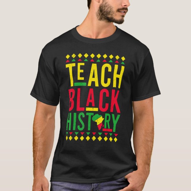 T-shirt Teach Black History Month Afro African Pride Boys  (Devant)