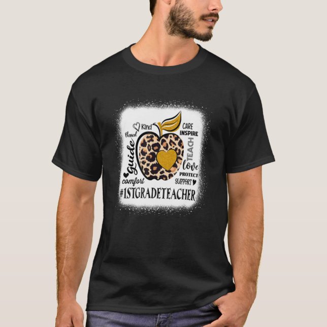 T-shirt Teach Love Inspire 1st Grade Teacher Leopard Back  (Devant)