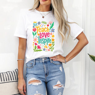 T-shirt Teach Love Inspire Boho Retour à l'école enseignan