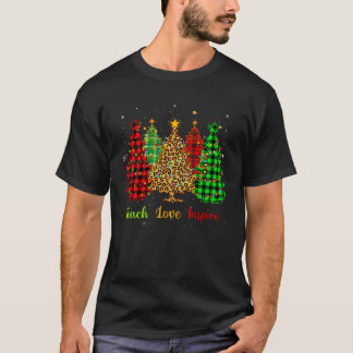 T-shirt Teach Love Inspire Christmas tree with red plaid l
