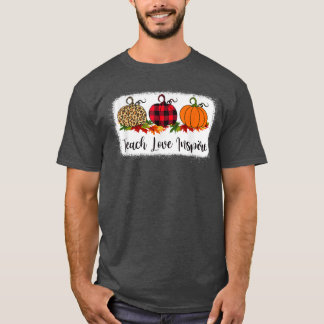 T-shirt Teach Love Inspire TeacherAutumn Fall Pumpkin Leop