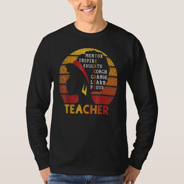 T-shirt Teacher Black History Month Afro African Prde Men  (Devant)