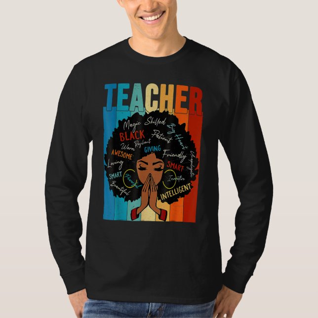 T-shirt Teacher Black History Queen Melanin Afro African P (Devant)