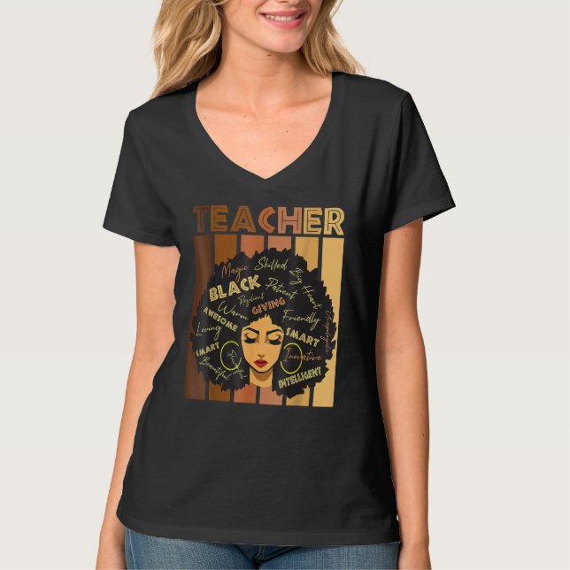 T-shirt Teacher Black Women Black History Queen Melanin Af (Devant)