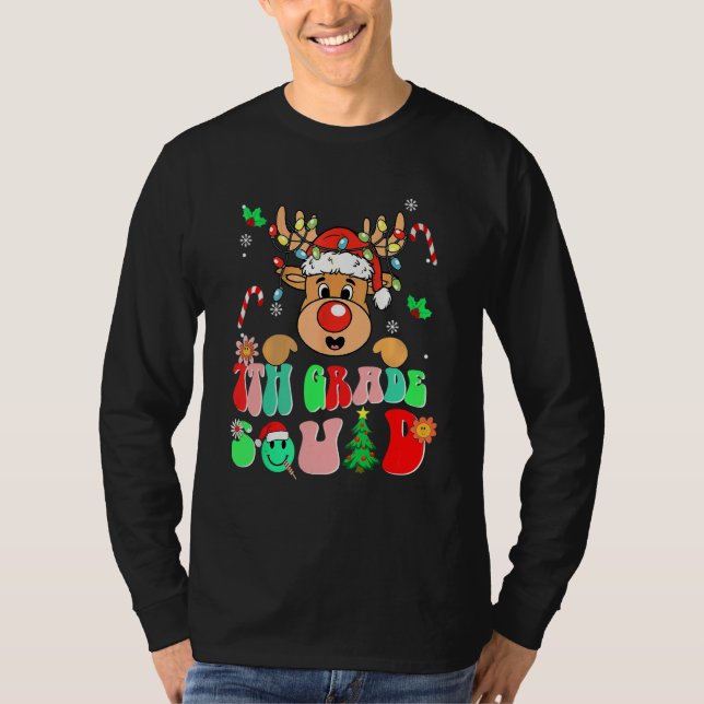 T-shirt Teacher Christmas Funny 7th Grade Squad Reindeer G (Devant)