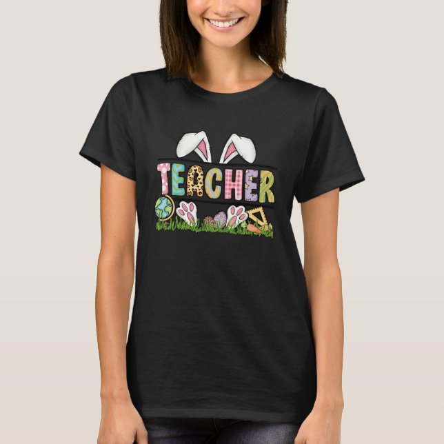 T-shirt Teacher Easter Day 2023 One Hoppy Teacher Bunny Ea (Devant)