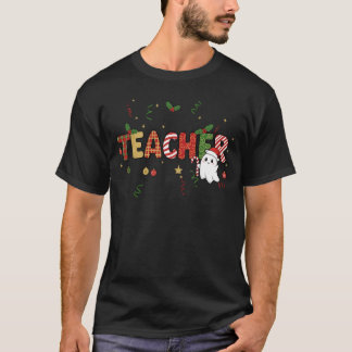 T-shirt Teacher Ghost Merry Christmas Xmas Holiday
