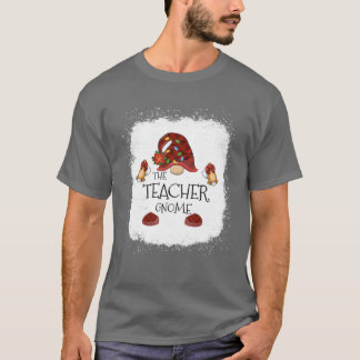 T-shirt Teacher Gnome Buffalo Plaid Christmas Light Bleach