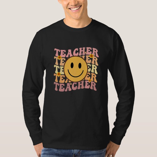 T-shirt Teacher Groovy Retro Hippie  3 (Devant)