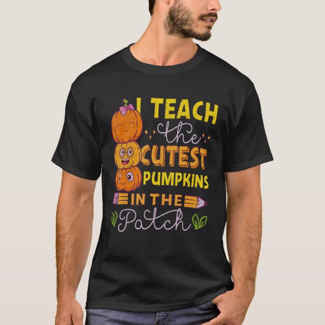 T-shirt Teacher Halloween I Teach The Coolest Pumpkins In  (Devant)