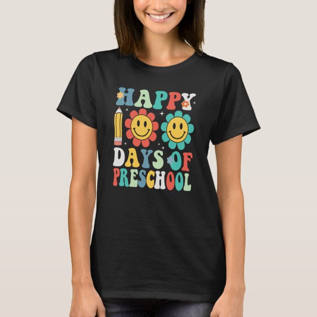T-shirt Teacher Kids Groovy 100 Days Happy 100th Day Of Pr (Devant)