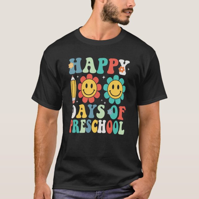 T-shirt Teacher Kids Groovy 100 Days Happy 100th Day Of Pr (Devant)