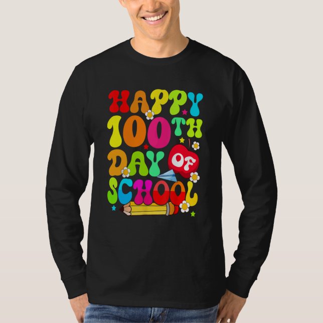 T-shirt Teacher Kids Retro 100 Days Happy 100th Day Of Sch (Devant)