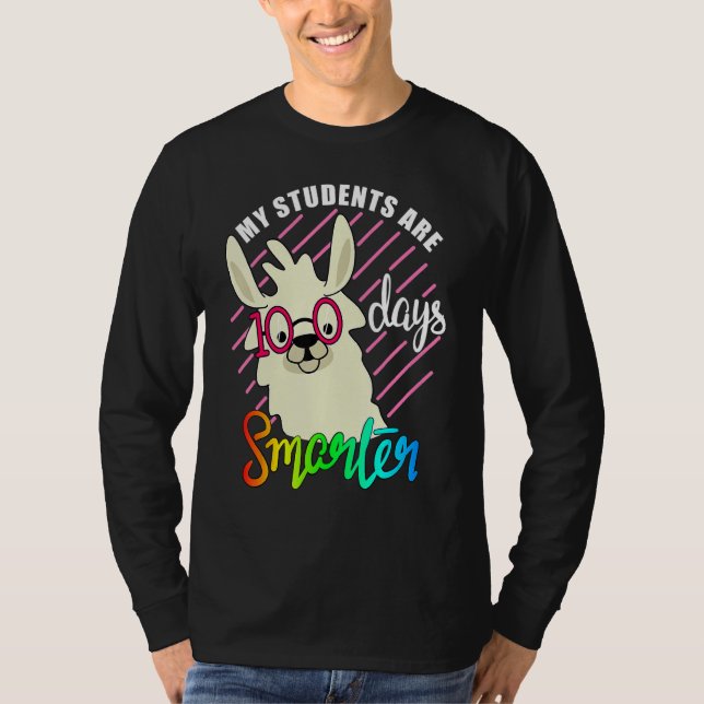 T-shirt Teacher Llama lovers My Students are 100 Days smar (Devant)
