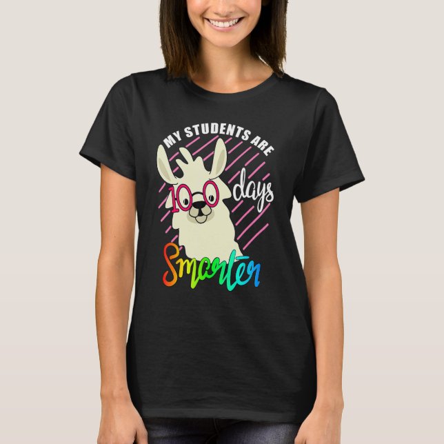 T-shirt Teacher Llama lovers My Students are 100 Days smar (Devant)