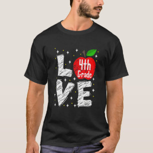 T-shirt Teacher Love 4th Grade Apple