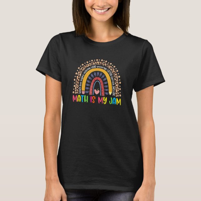 T-shirt Teacher Math Is My Jam 100 Days Of School Rainbow  (Devant)