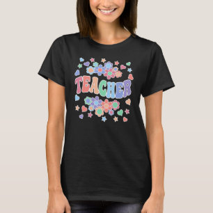 T-shirt TEACHER-Retro Super, Fleurs, Coeurs, Étoiles T-Shi