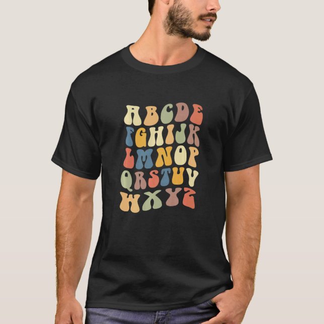 T-shirt Teacher School Alphabet Vintage Retro   (Devant)